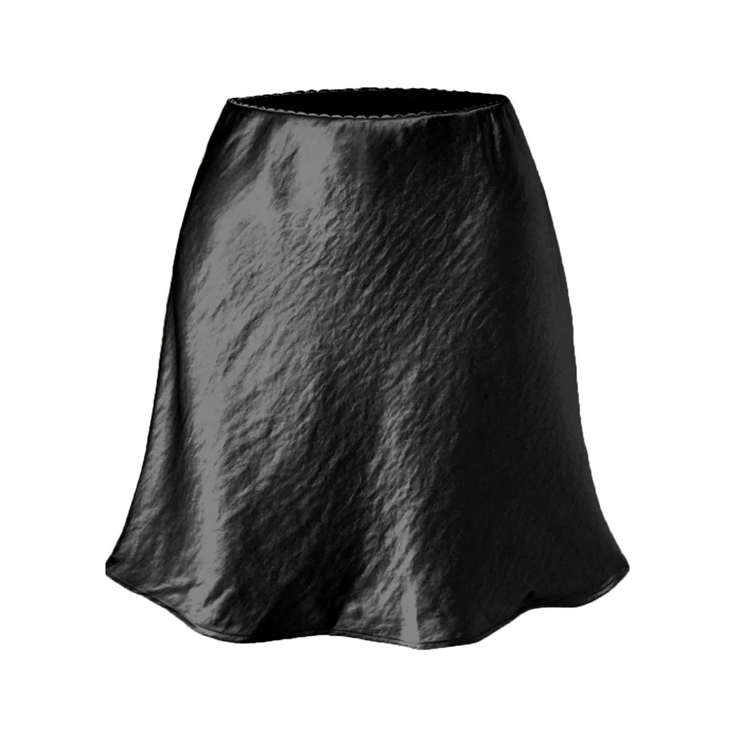 New In 2025 Women's Summer Solid Color Textural Satin Skirt Female Streetwear Elegant High Waist Casual Sexy A-line Faldas Short