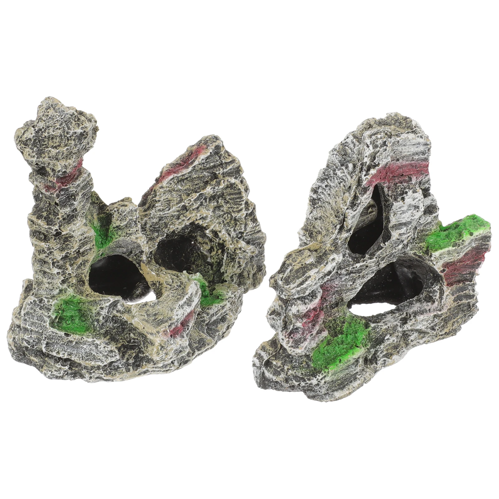 

2pcs Stones Fish Tank Decor Desktop Aquarium Supplies Rockery Statue Realistic Mountain Cave Pet Supplies
