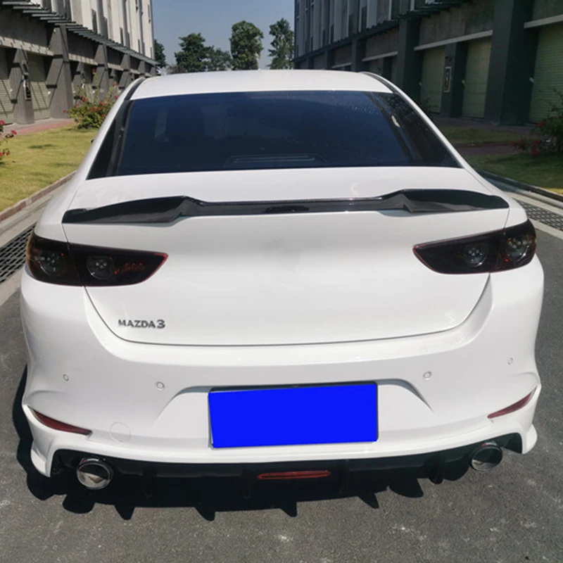 

FOR Real Carbon Fiber Spoiler New Mazda 3 Mazda3 Sedan Car Trunk Tail FIN Lip Wings Refit Accessories M4 Style Body Kit 2019+