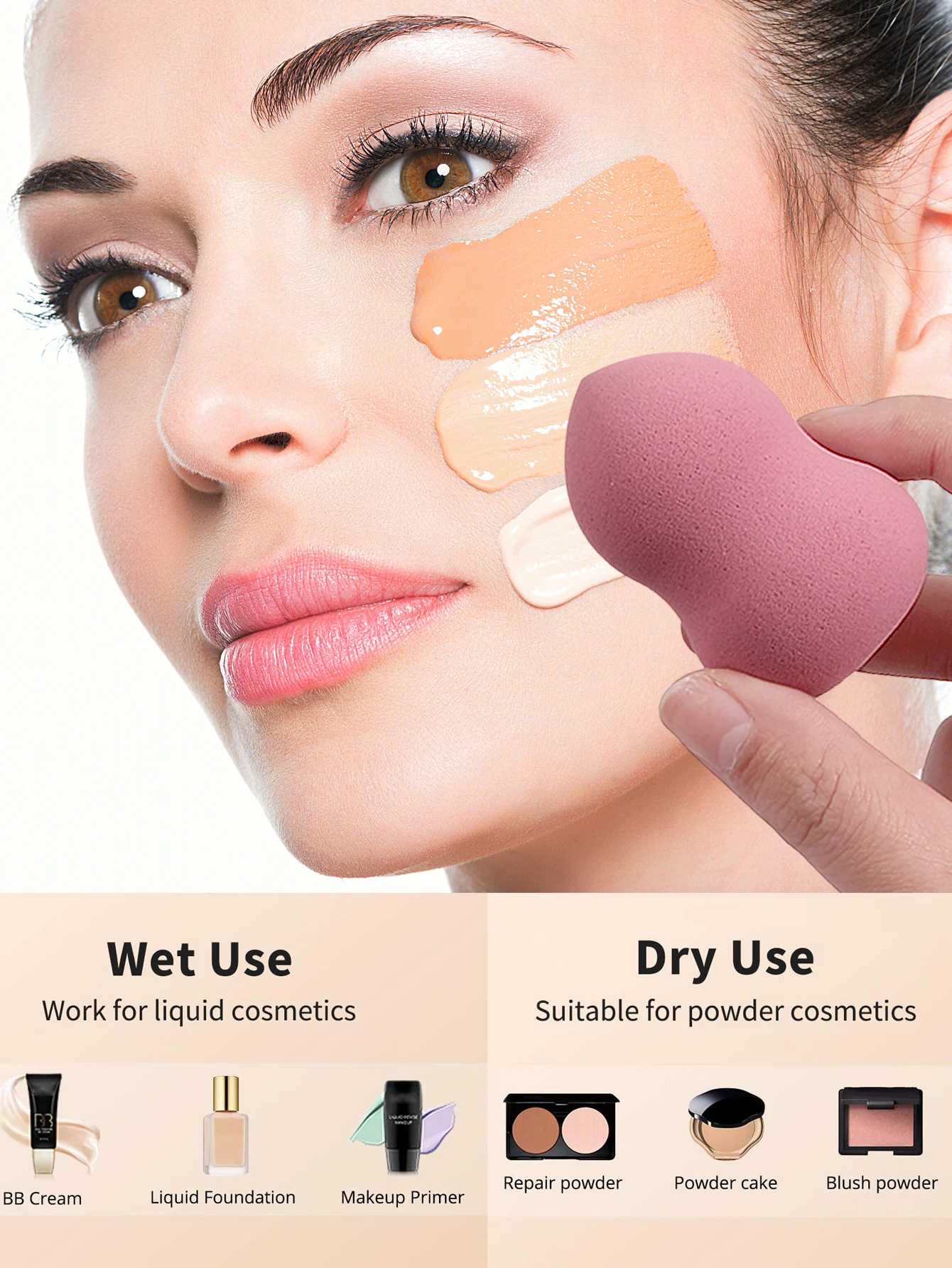 15PCS multifunctionele draagbare spons poederdons set schoonheid ei zachte driehoek poederdons mini duim poederdons make-up tools