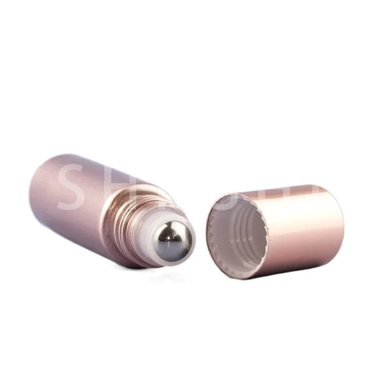 10Pcs Glas Roller Flessen Met Rvs Ball 5Ml 10Ml Etherische Olie Roller Flessen Rose Goud Roll op Flessen Dik Glas