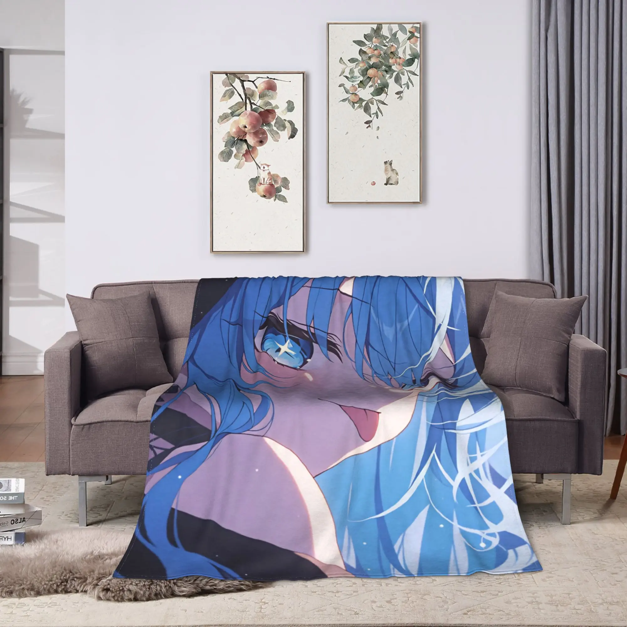 Anime Singer Idol H-Hololive Suise Plush Blanket Boy Girl Flannel Throw Blanket For Bedroom Super Soft Quality Bedspread Gift