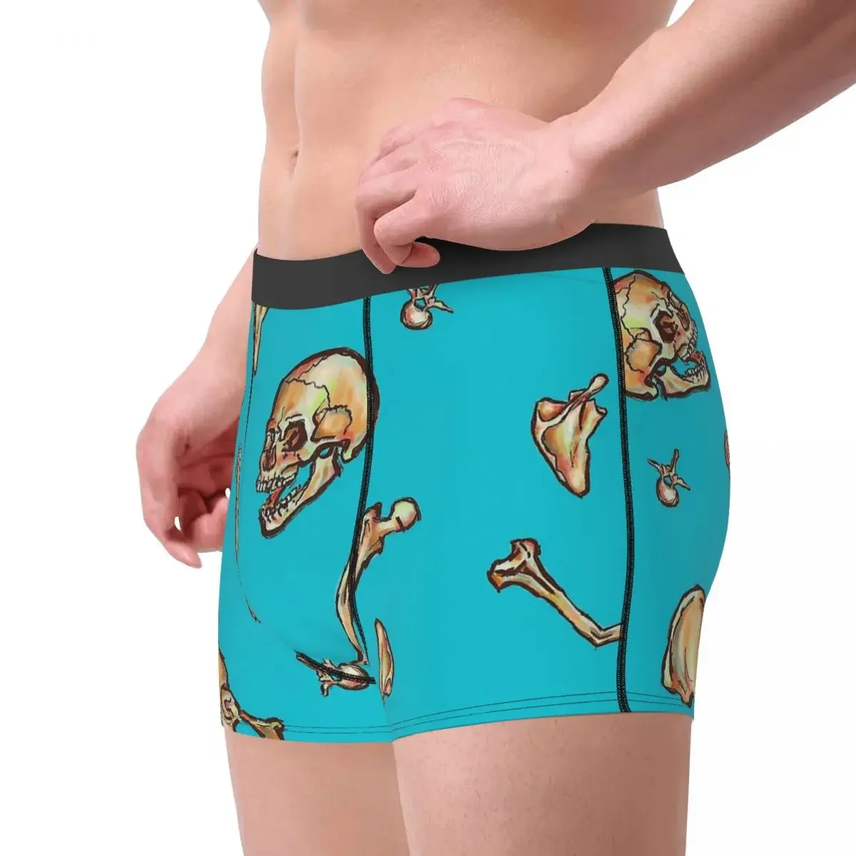 Skeleton Skull Bone Bones Teal Underpants Homme Panties Man Underwear Ventilate Shorts Boxer Briefs