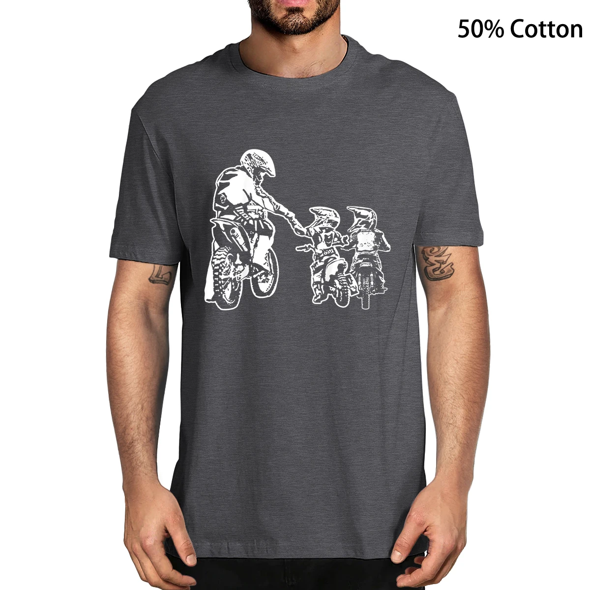 XS-5XL 100% Cotton Cool Dad Dirt Bike Rider Motocross Father Son Biker Riding Gift Funny Men's T-Shirt Tee Casual Streetwear