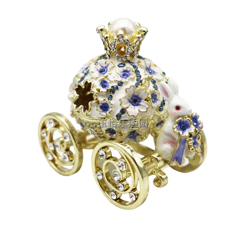 

Shengbeifan metal craft enamel rabbit car trinket box jewelry box light purple decoration, desktop small decor birthday gift
