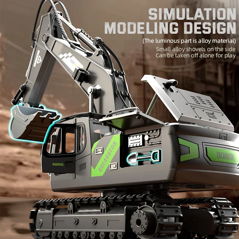 Children's 2.4Ghz 1:20 Rc Excavator Toy Engineering Car Alloy And Plastic Remote Control Digger Remote Control Truck for Kids