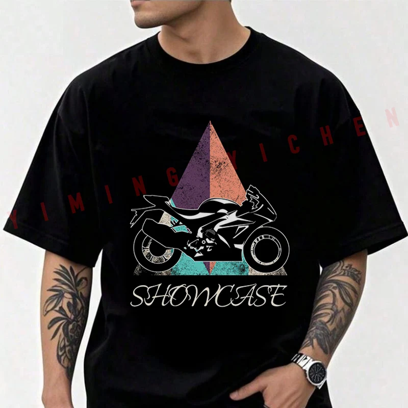 

Showcase Motorcycle Vintage Design Cotton Casual T-shirts Mens Summer Cycling Sportswear Top Tees 2026