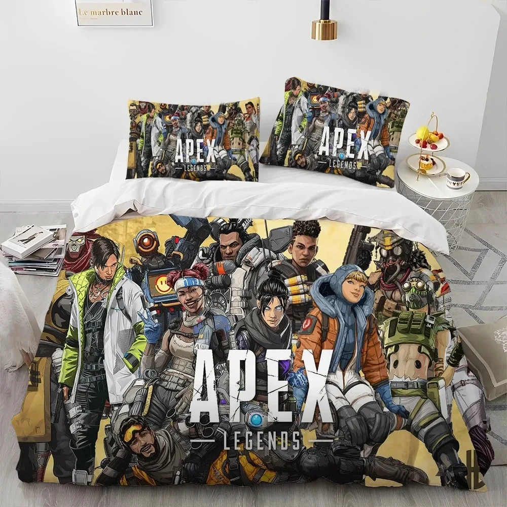 

A-Apex Legends Game Gamer Cartoon Comforter Bedding Set,Duvet Cover Bed Set Quilt Cover Pillowcase,king Queen Size Bedding Set