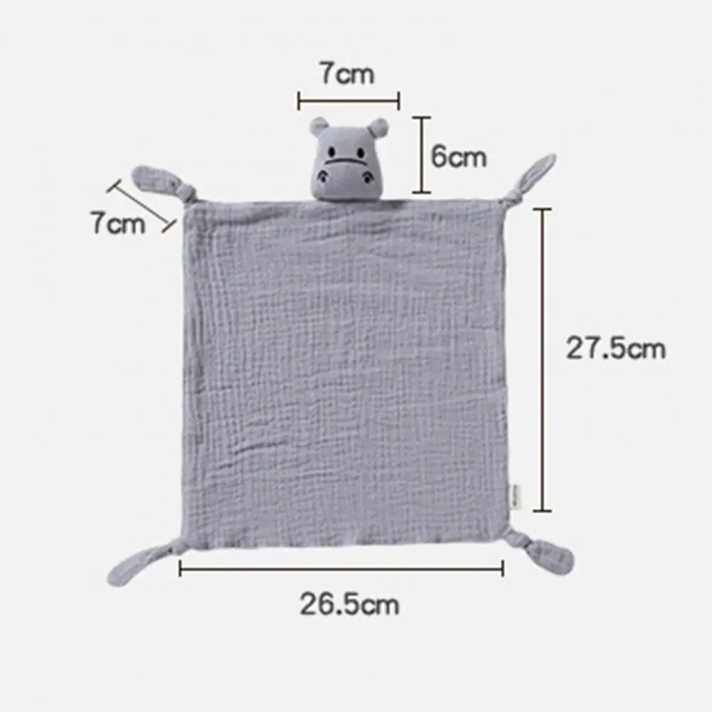 Soothing Towel for Babies Cotton Baby Security Blanket with Hippo Loveys Teething Safe Soft Towel for Newborns Portable