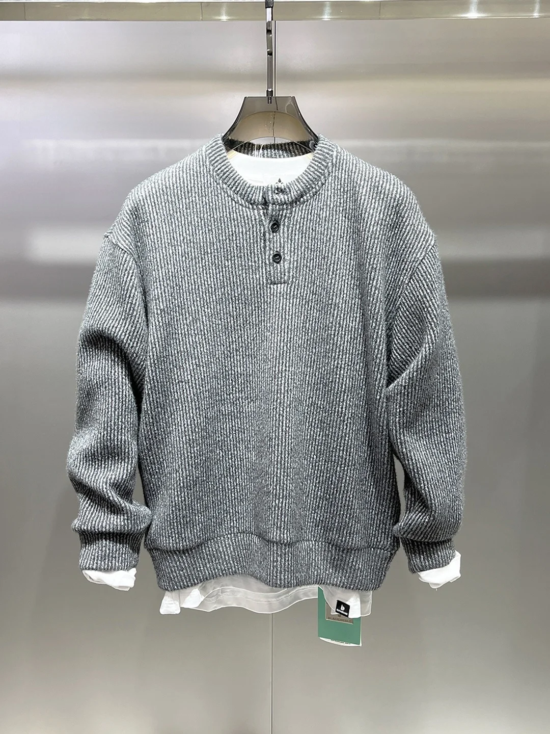 

Men's round Ne Thiened Loose Knitted Sweater Autumn Winter Basic Personali Warm Base irt Casual Sle Long Sve Top
