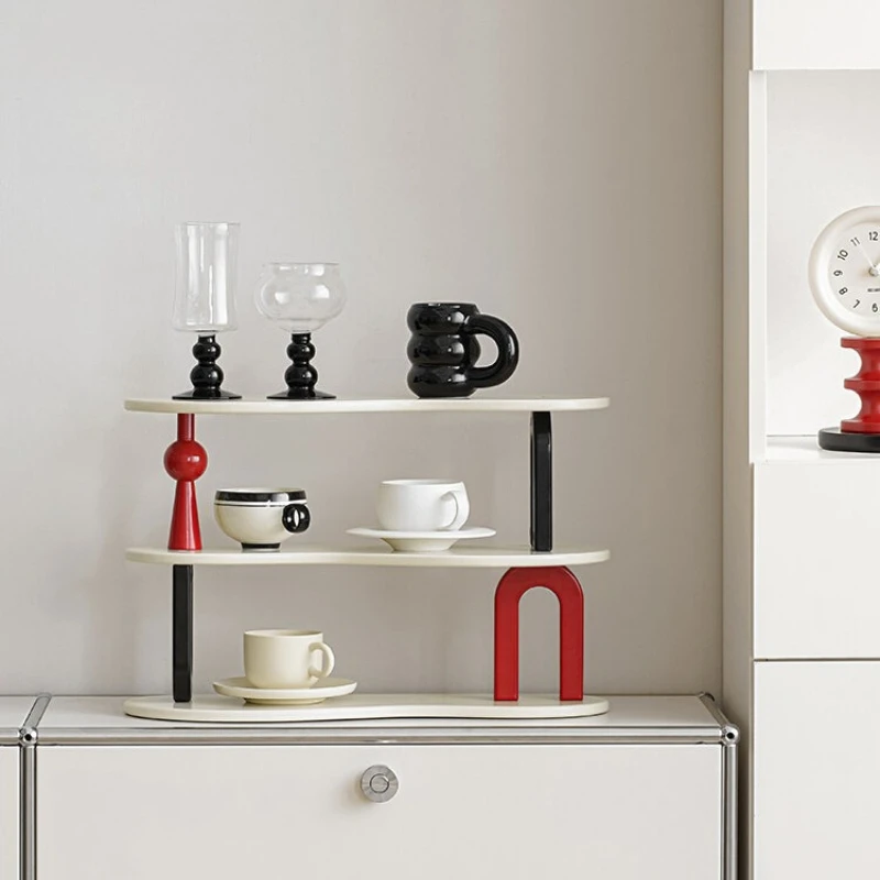 Wooden Storage Rack Desk Multilayer Shelf Organizer Thickened Cup Holder Stand for Office Kitchen Tea Coffee Mugs Display