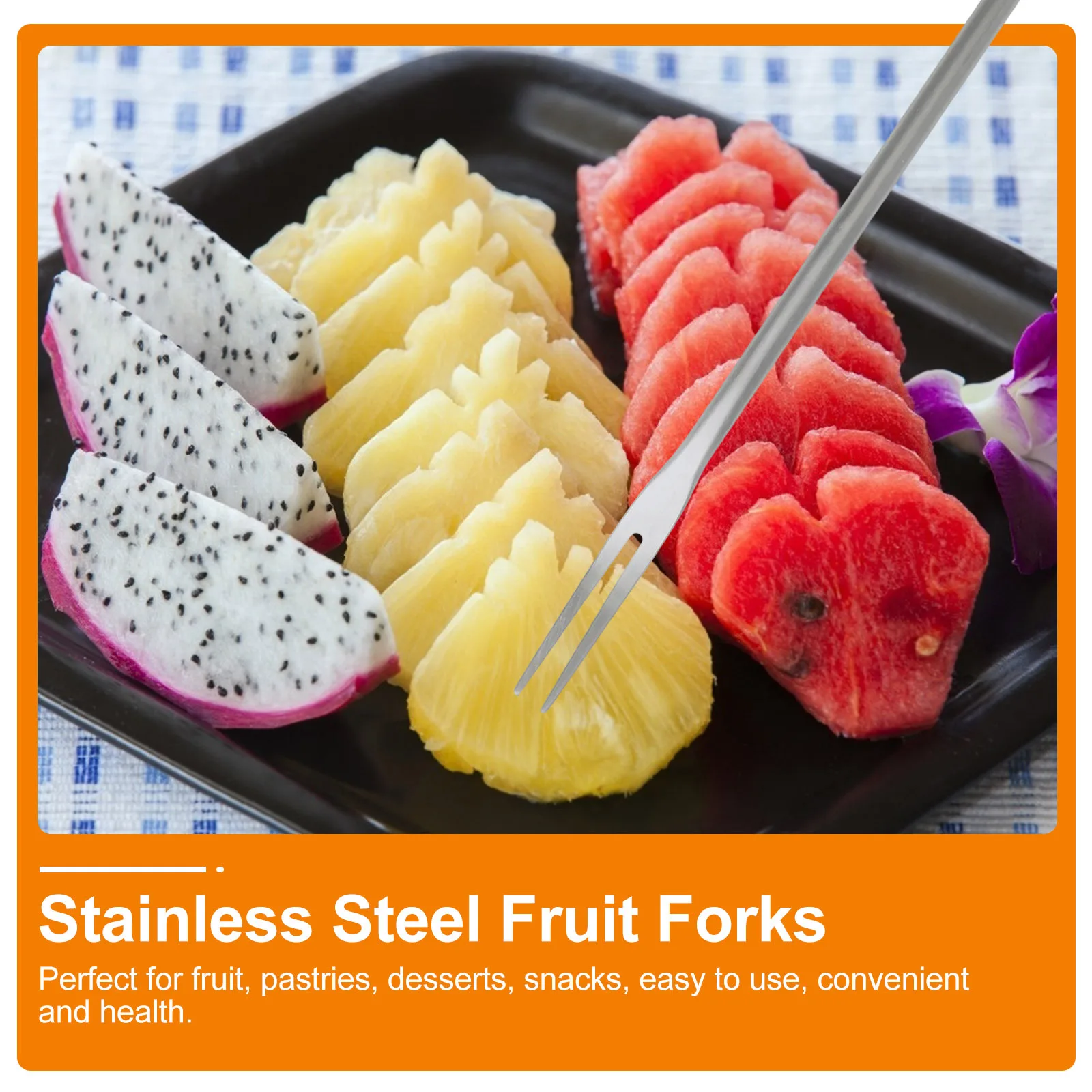 

2Pcs Stainless Steel Fruit Forks Long Handle Two Teeth Dessert Forks Party Supplies for Home Banquet Bar