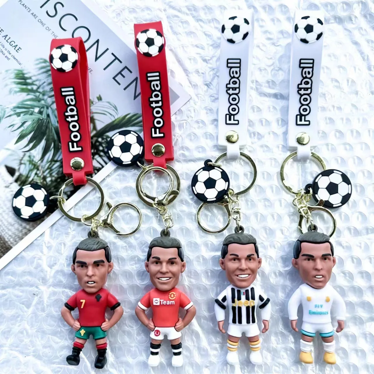 Futebol Ronaldo Jogador Figura Keychain, Estrela do futebol, Saco Pingente, Coleção Boneca Chaveiro, Action Figures Lembranças, Presentes de brinquedo, Novo