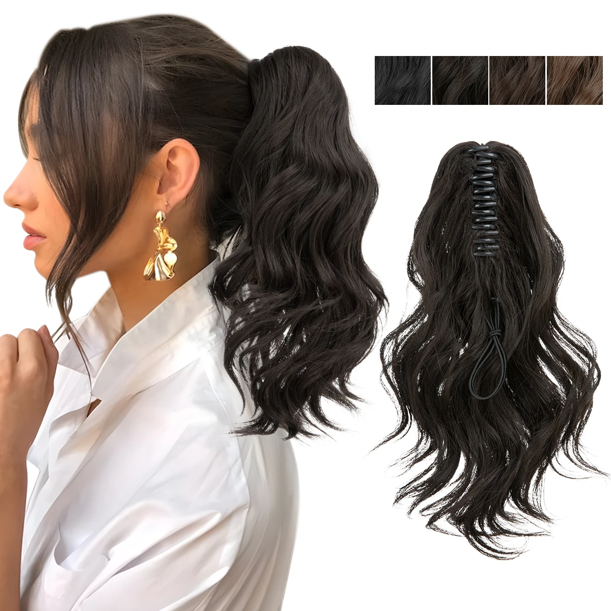 14 Inch Premium Synthetic Wavy Claw Clip In Ponytail Blonde Brown Short Hairpiece Fake Hair Daliy Pigtail Hair Extension P065