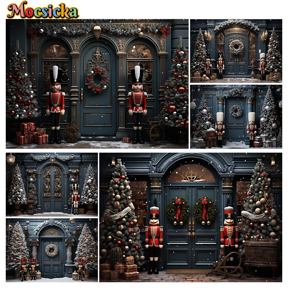 Mocsicka Winter Christmas Photography Background Toy Soldier Xmas Tree Holiday Party Family Portrait Photo Backdrops Studio