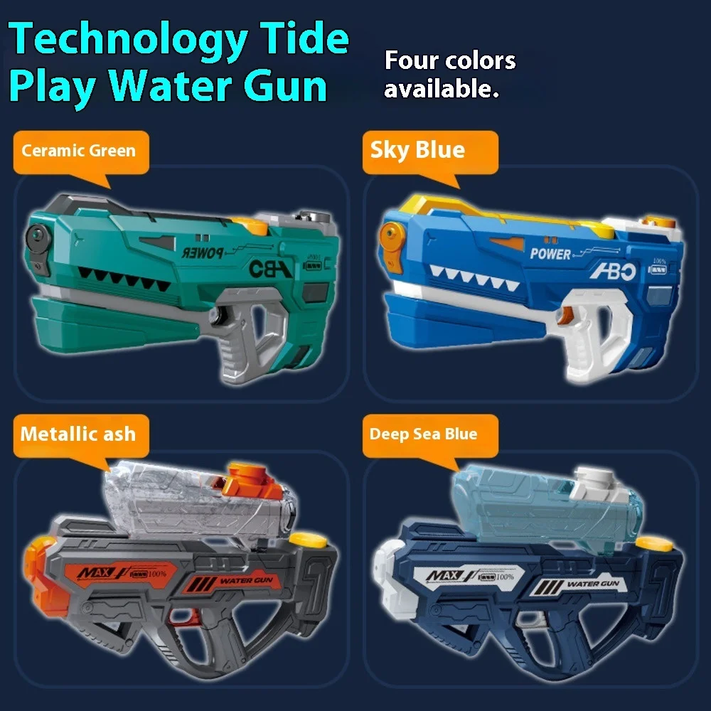 Pistola de água elétrica de sucção automática, alta pressão, spray contínuo poderoso, brinquedo de água de grande capacidade para diversão em festival de respingos