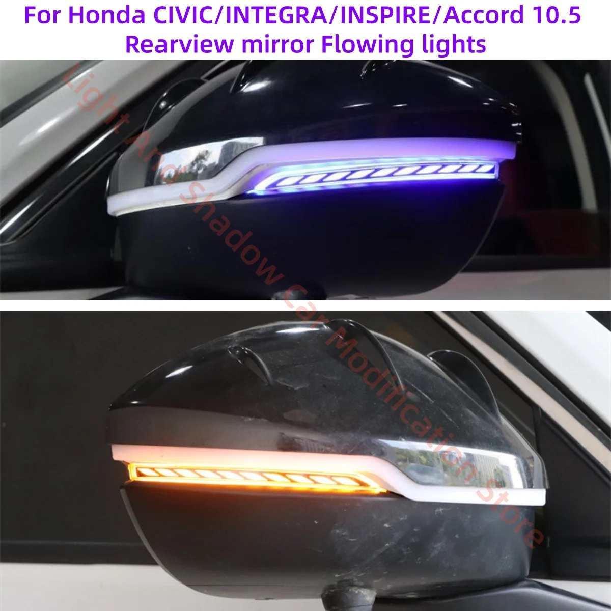 

For Honda CIVIC/INTEGRA/INSPIRE/Accord 10.5 Rearview mirror lights LED Flowing water turn signal Decorative accessories modified