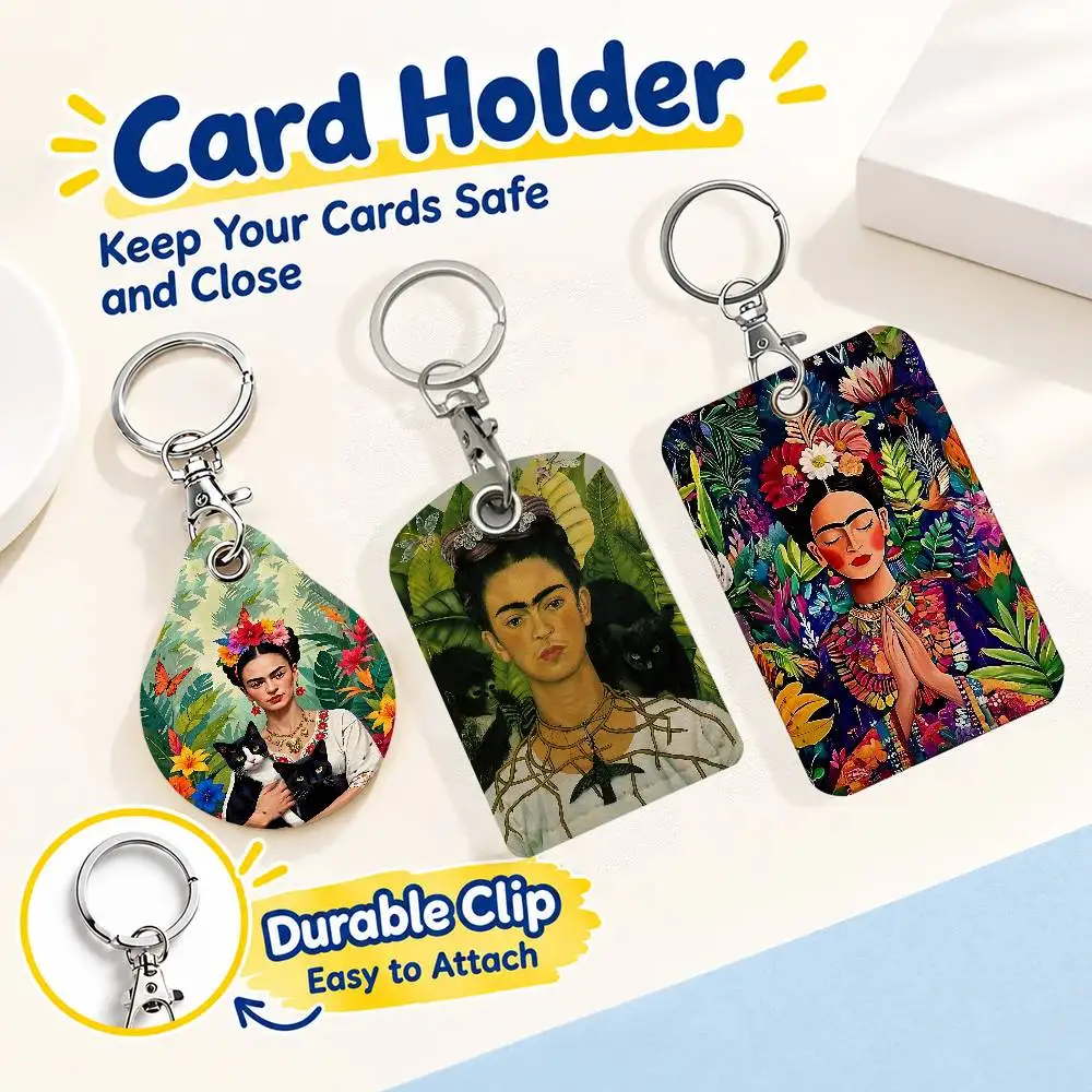 FOR Frida Kahlo Card Holder Men And Womenn Universal Antirust Keychain Learther Access Drop Key Tag Ring