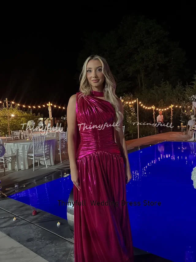 Thinyfull a 라인 아랍 댄스 파티 드레스 원 숄더 민소매 이브닝 가운 긴 공식 행사 드레스 로브 드 soirée 맞춤형