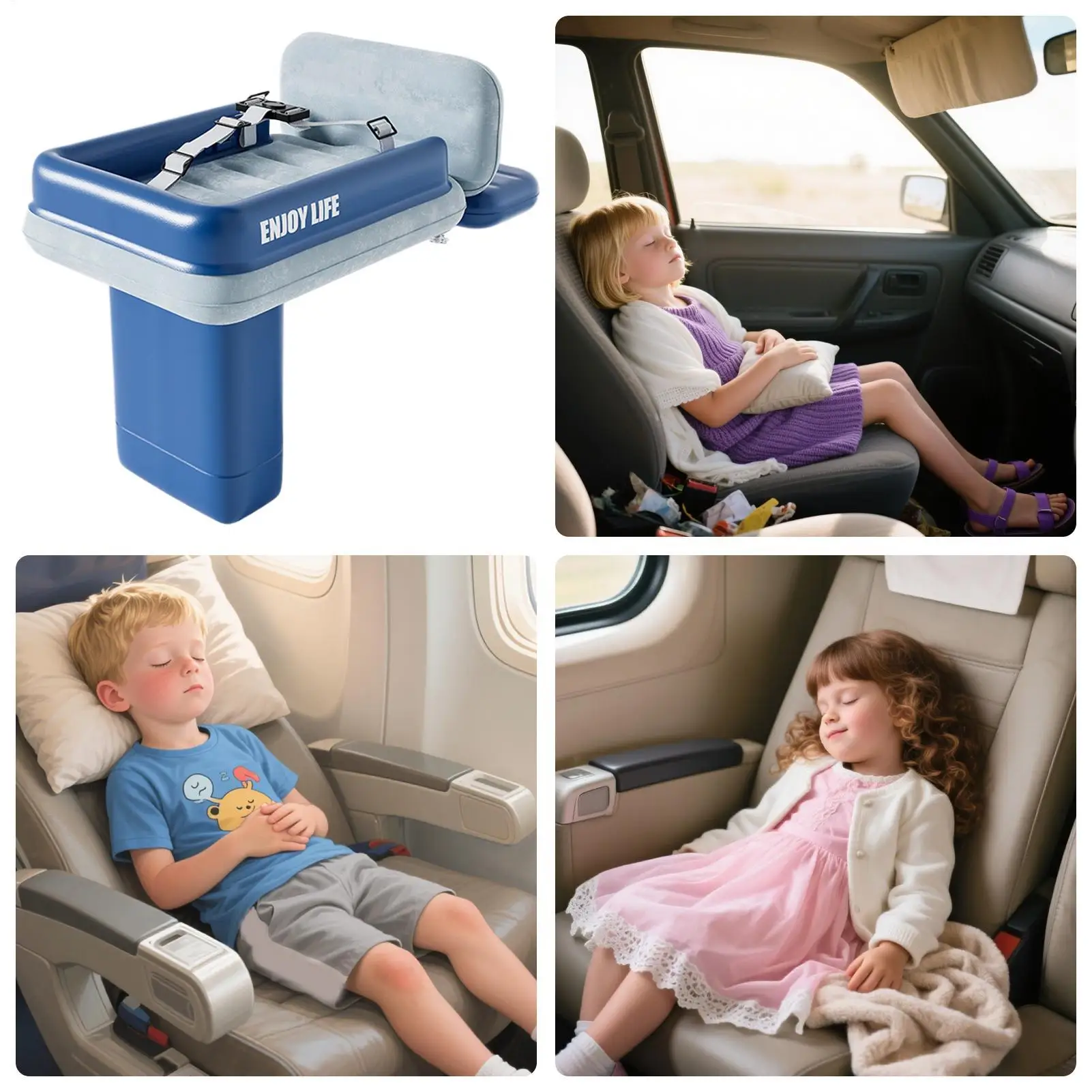 

Toddler Plane Bed Blow Up Child Air Mattress Soft Foldable Baby Air Mattress With Guardrail For Flight Camping Daycare Car Seat