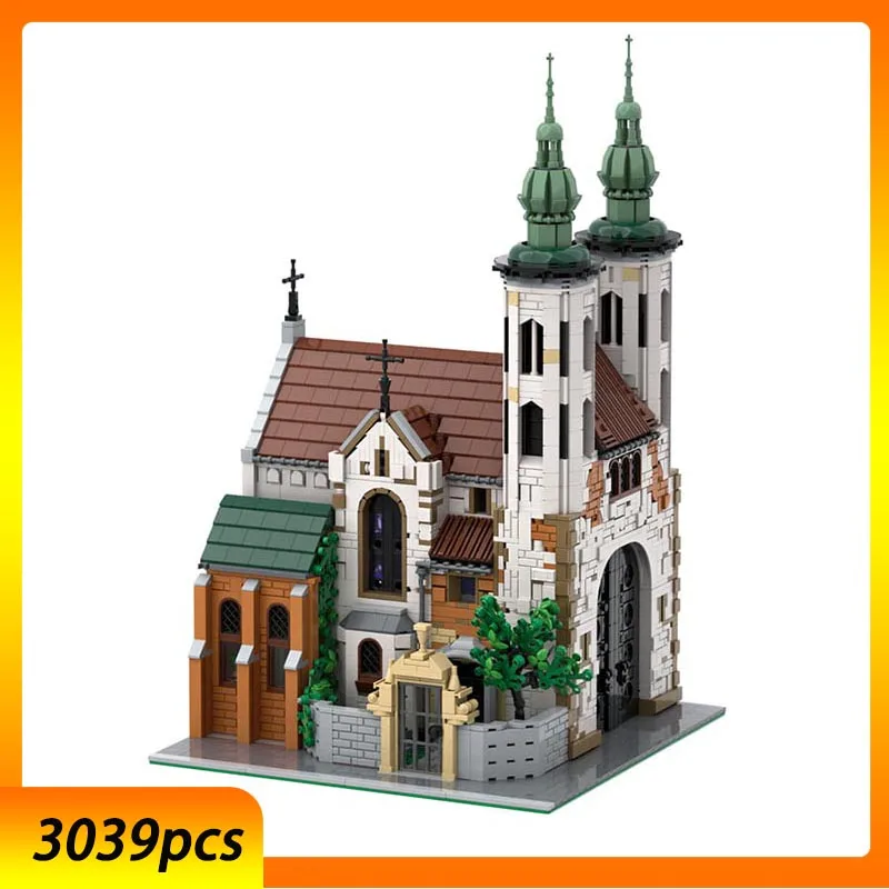 

Spot MOC-124447 Фильм Сцена Средневековая Церковь Строительные Блоки Серия Уличная Сцена Игрушки Украшения Коллекция Украшения DIY Handma