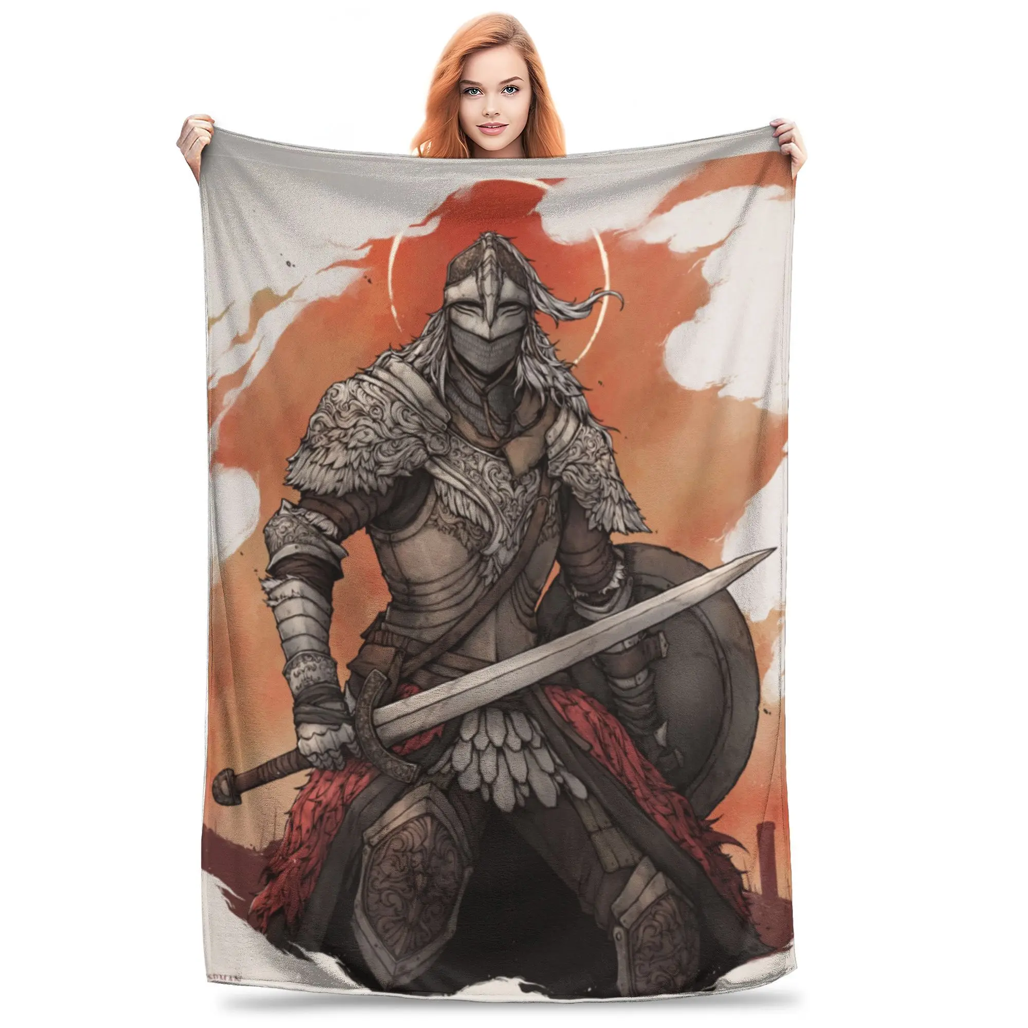 Eldened Ringed Fuzzy Blankets Undead Knight Dark Souls Games Funny Throw Blanket for Bed Sofa Couch 200x150cm Rug Piece