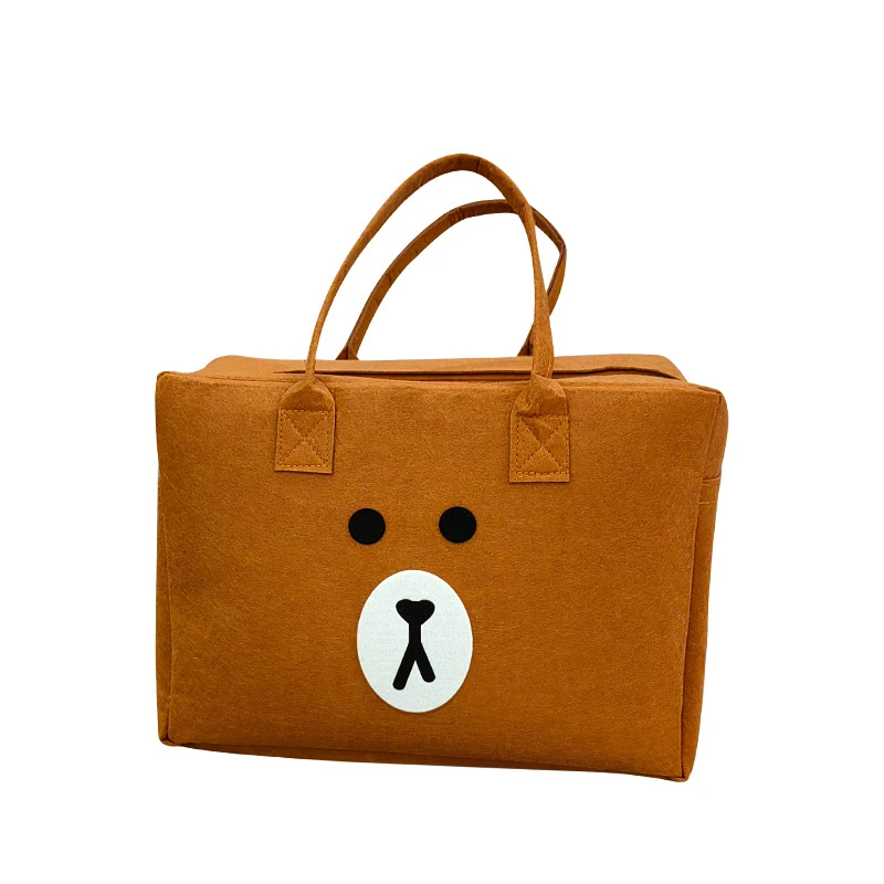 Cartoon Travel Felt Bag Large Capacity Storage Bag Portable Luggage Bag Felt Tote Bag Cosmetic Bag Women\'s Handbag