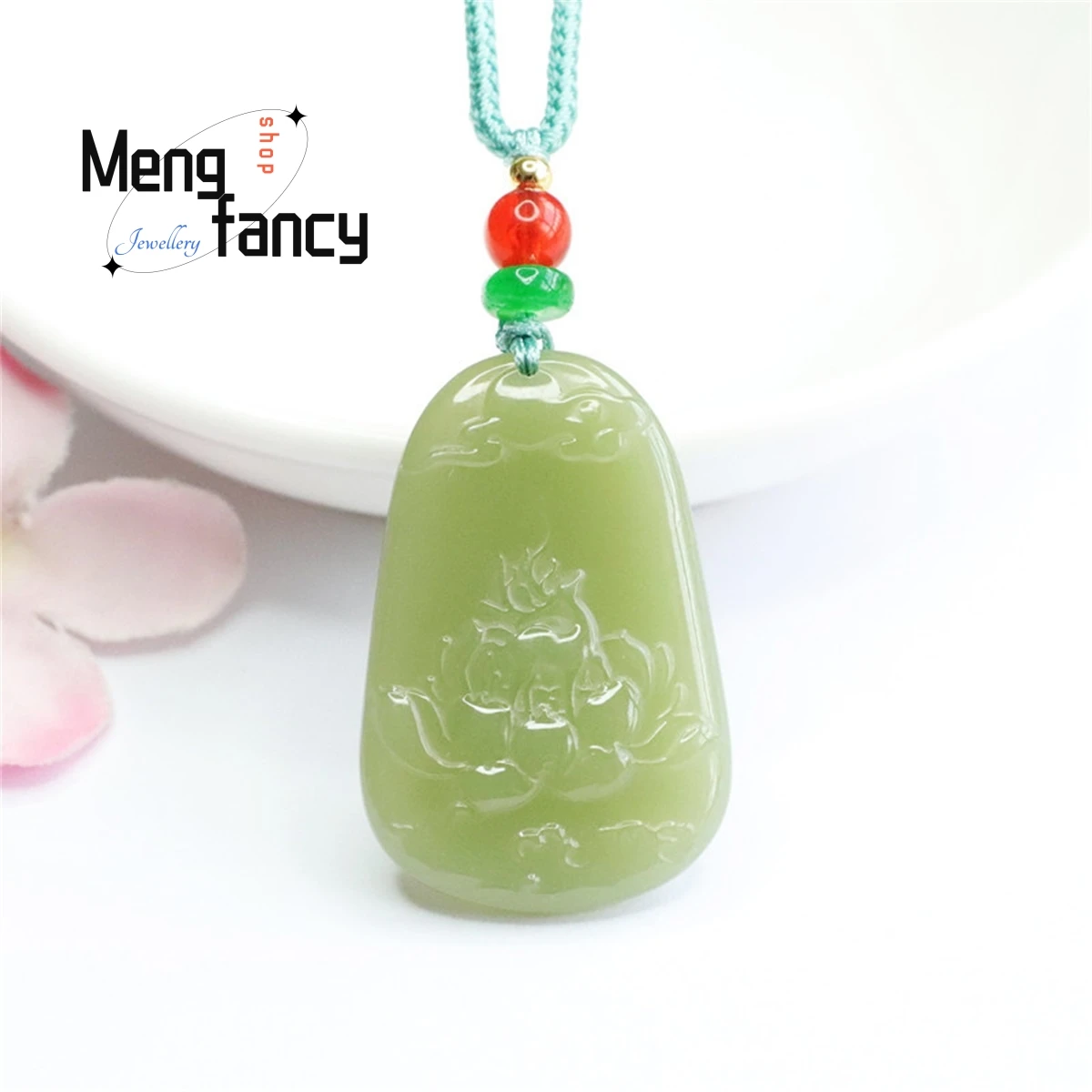 Natural Hotan Jade Lotus Pendant Simple Generous Fashion Versatile Men Women Couple Love Luxury Fine Jewelry Mascot Holiday Gift