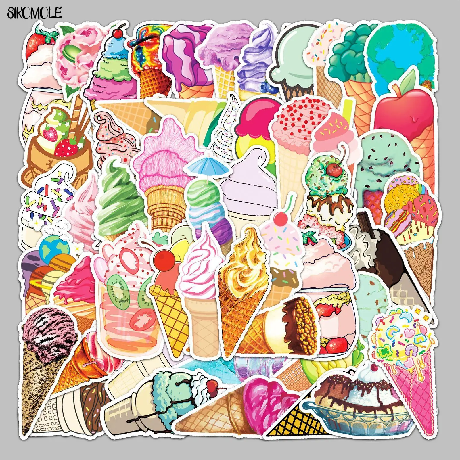 10/30/50Pcs การ์ตูนบุคลิกภาพ INS Ice Cream DIY สติกเกอร์แล็ปท็อปกระเป๋าเสื้อผ้ากระเป๋าเดินทางโน๊ตบุ๊ค Graffiti Decals สติกเกอร์เด็กของเล่น F5