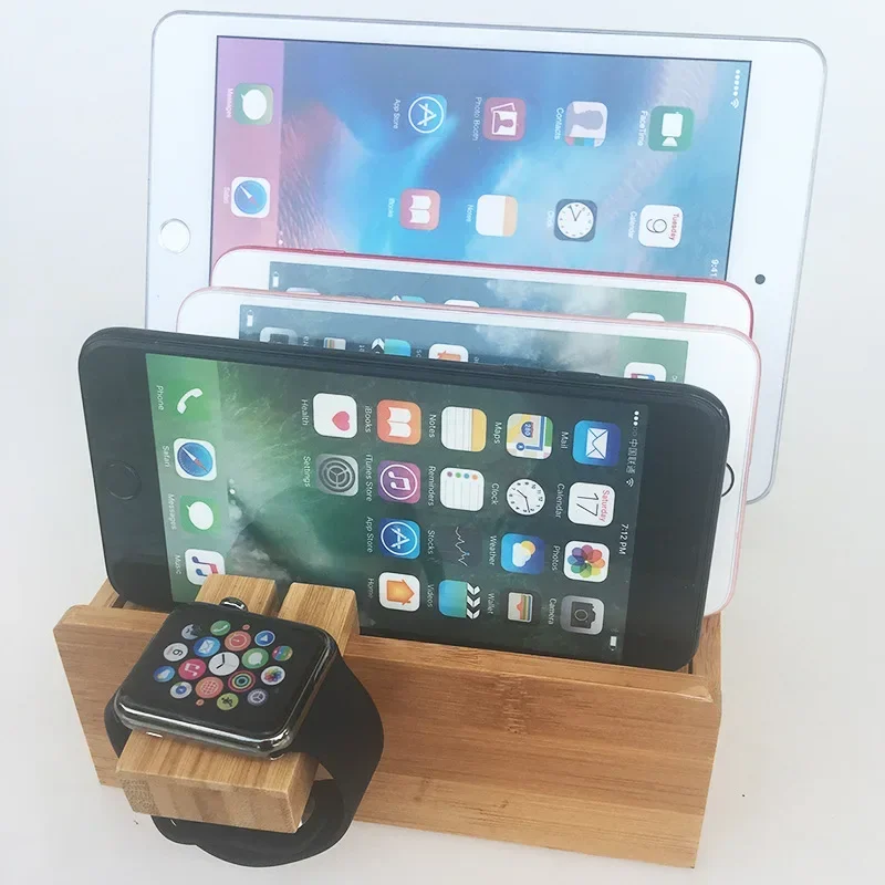 Multi-Functional Phone Charging Stand, Premium Bamboo Storage Container, Smooth Polished, Safe to Touch, Handmade