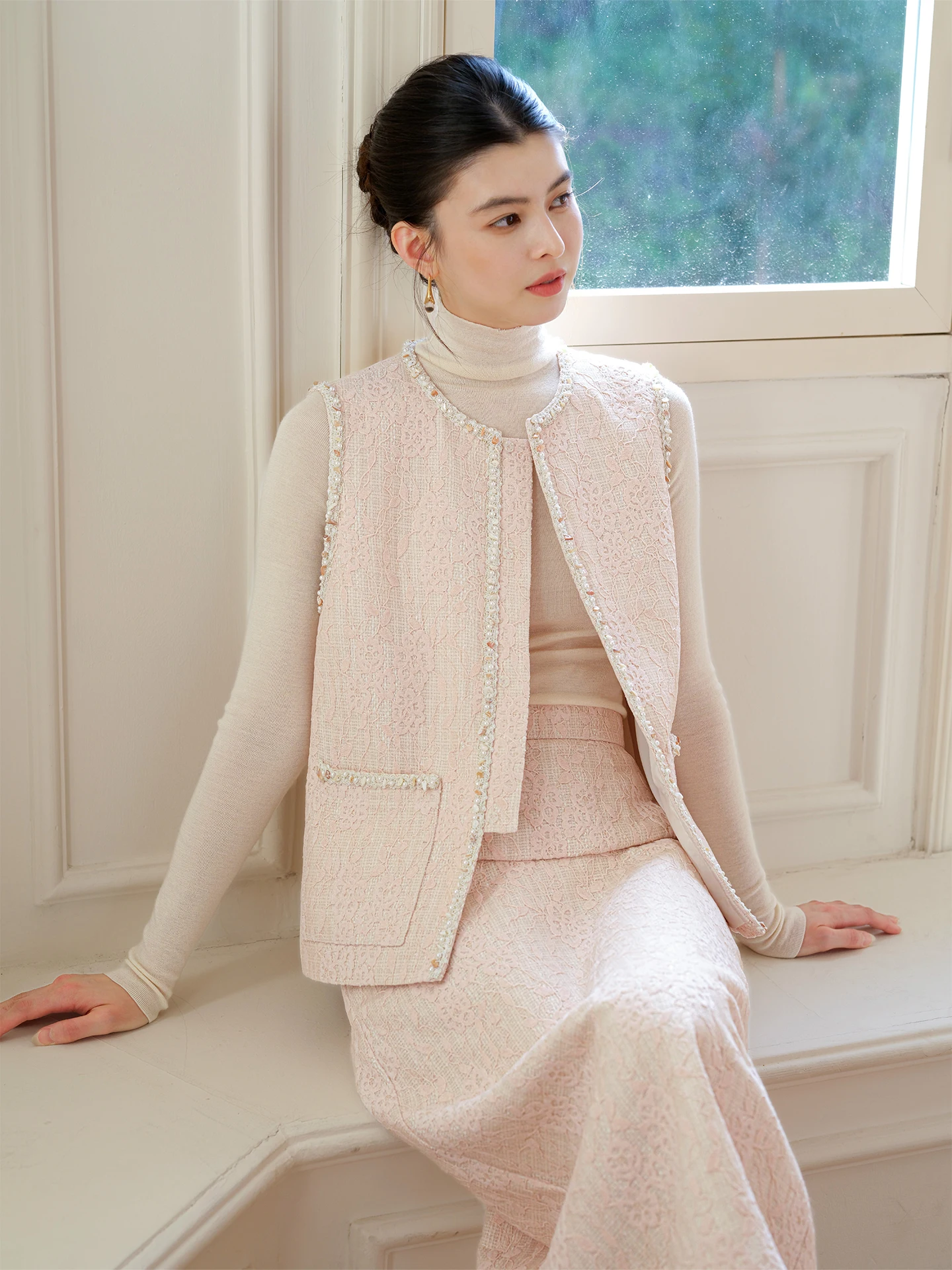 

Новый китайский женский жилет-безрукавка розового цвета с воротником, создающий ощущение роскоши, свободного кроя, осень-зима