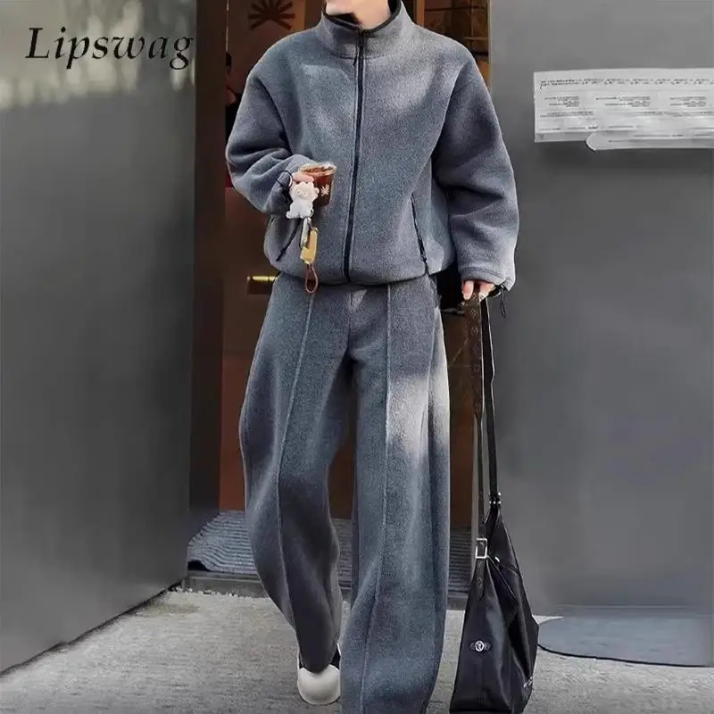 ensembles-deux-pieces-en-polaire-pour-hommes-elegants-chauds-decontractes-couleur-unie-col-montant-veste-et-pantalon-tenues-vintage-pour-hommes-automne-hiver