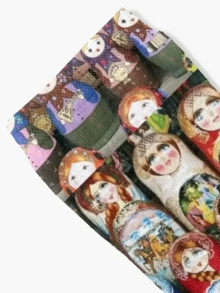 painted doll shop babushka matrushka digital Russian nesting doll print mysticladyart Socks sport Woman Socks Men's