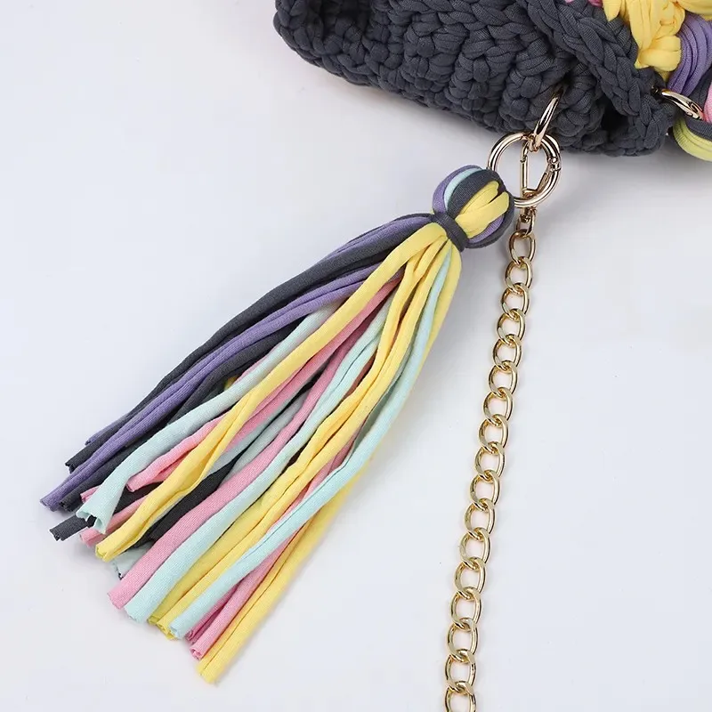 Yingzi Crochet Shoulder Bag Handwoven Crochet Bag With Tassel T