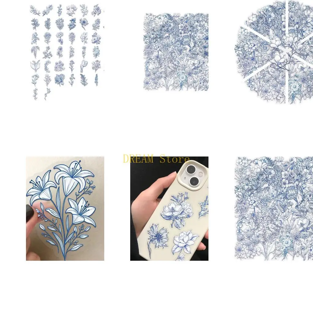 PET Flower Motifs Sticker for DIY Styling on Common Flat Daily Items Best Sale