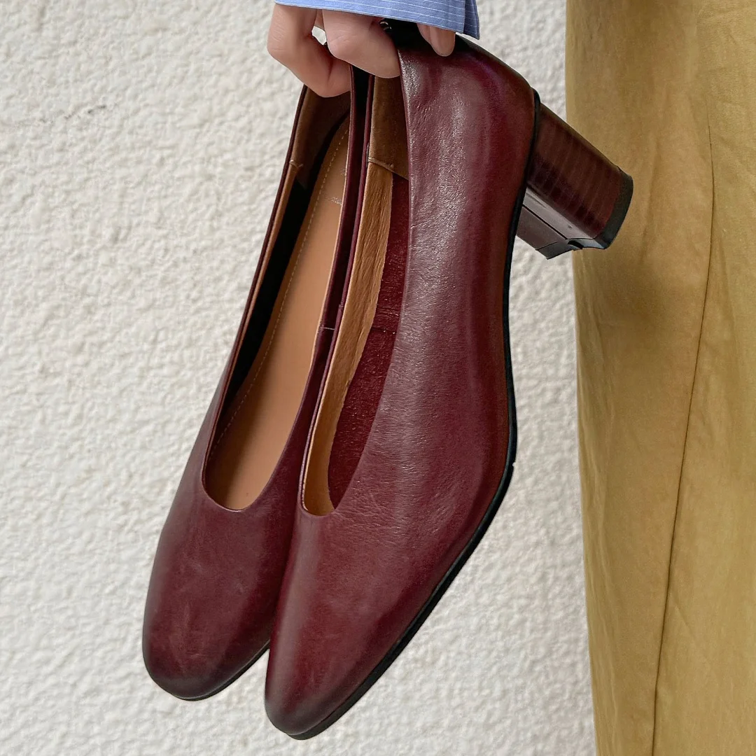 

Женские туфли-лодочки из коровьей кожи с круглым носком градиентного цвета в стиле ретро, элегантные женские туфли на среднем каблуке толщиной 5 см в стиле OL, повседневные туфли на каблуке