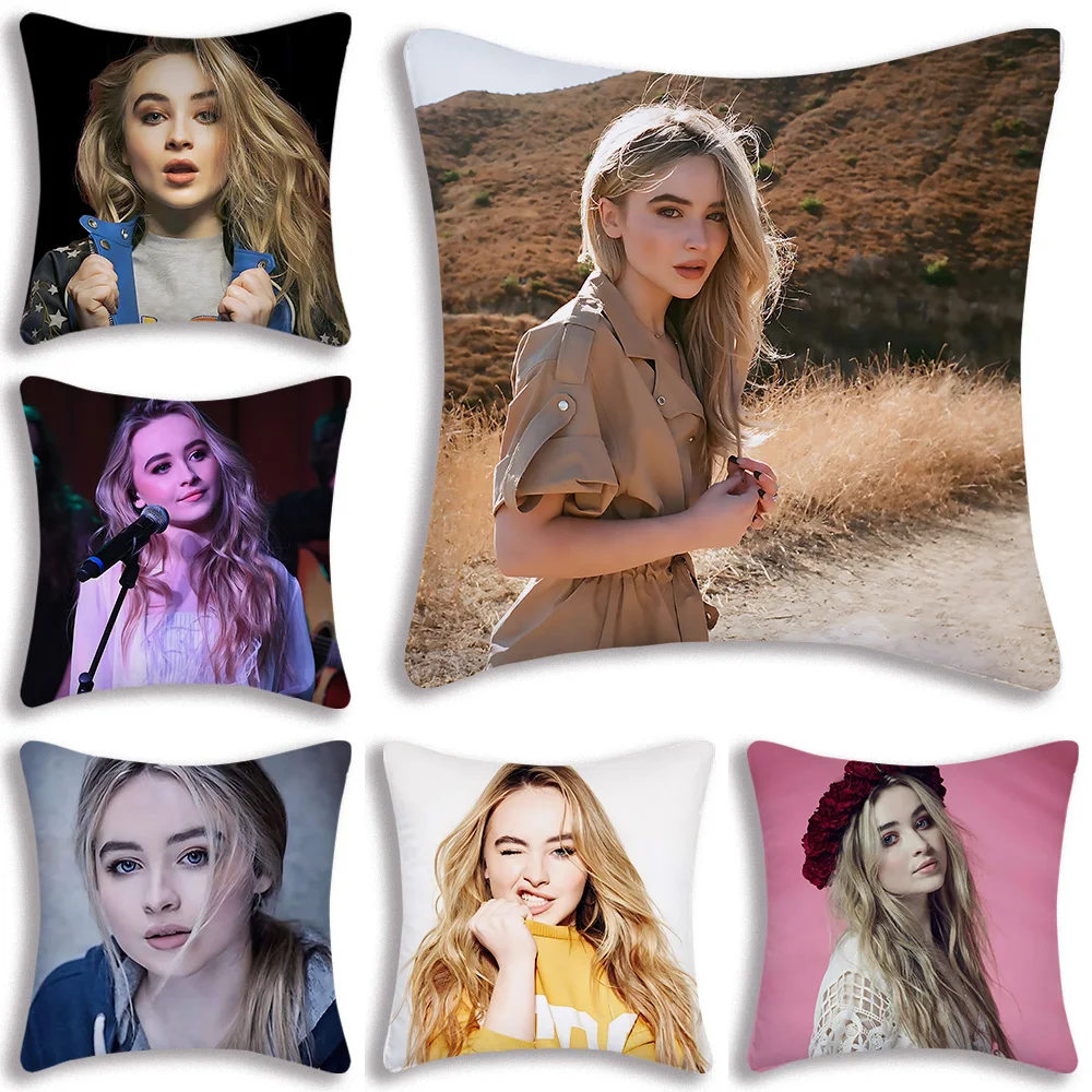 

Singer S-Sabrina C-Carpenter Pillow Covers Cartoon Sofa Decorative Home Double-sided Printing Short Plush Cute Cushion Cover