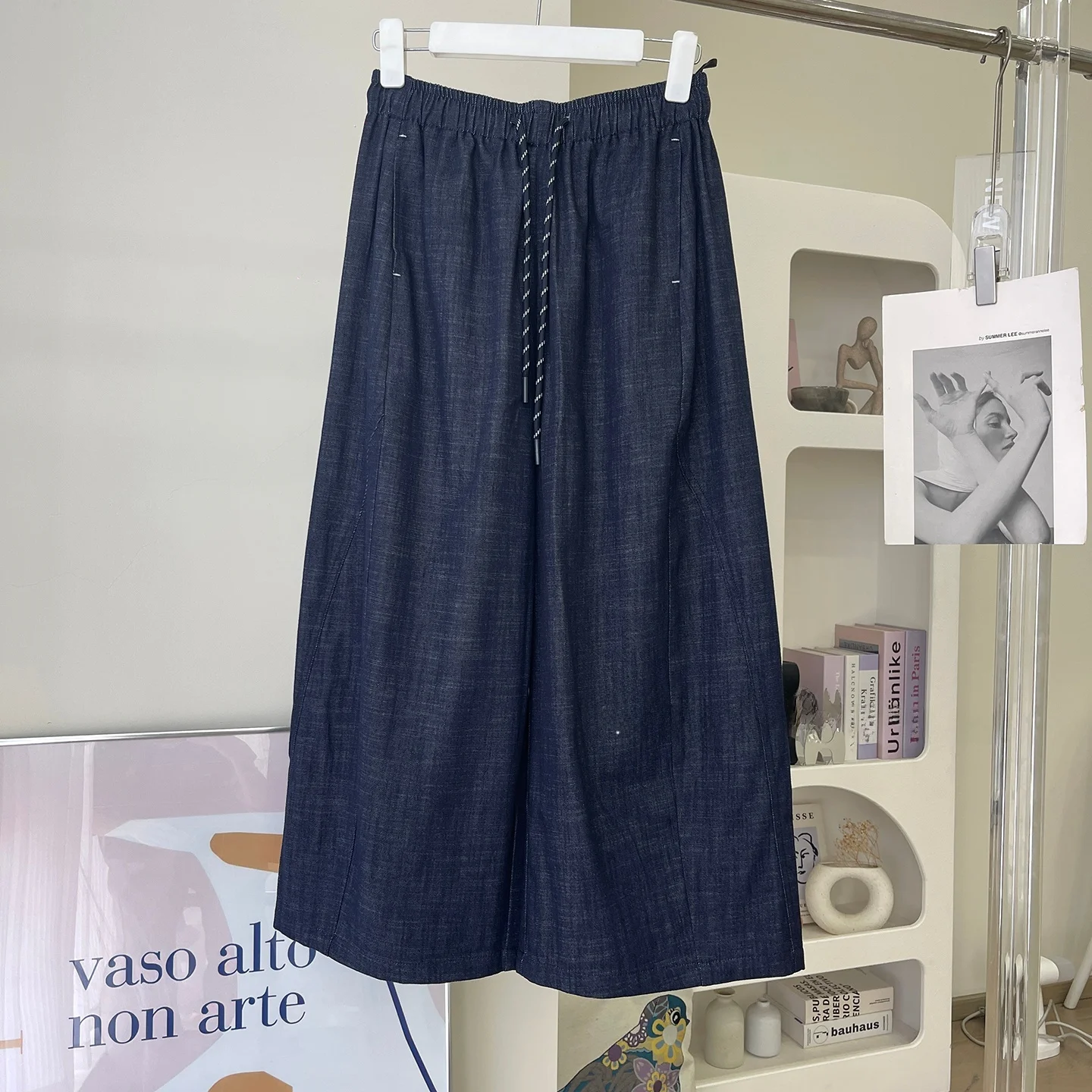 

Comfortable Elastic Waist Drawstring Wide Leg Jeans Casual Versatile Denim Pants Zero Pressure Sensation Ladies Fashion