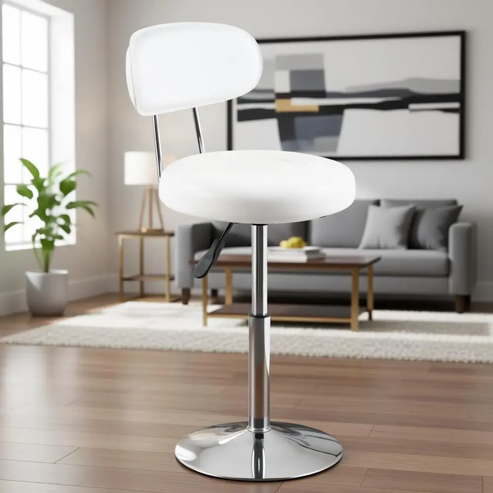 Compact Swivel PU Leather Chair with Backrest for Barber Shops, Manicures, Tattoos, and Office