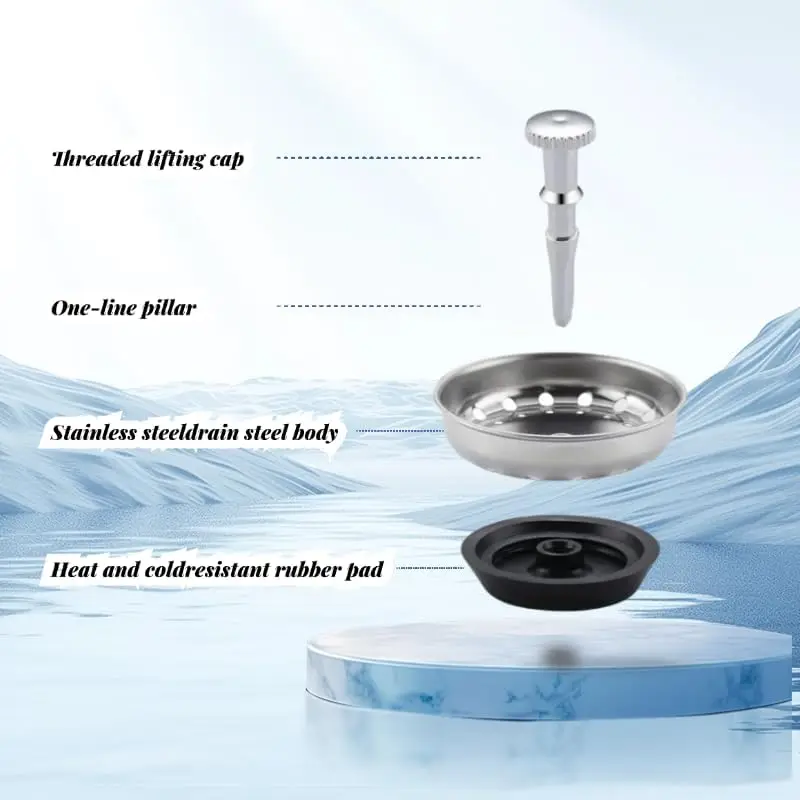 2 مصفاة حوض المطبخ وسدادة كومبو 3-1/2 بوصة، سلة من الفولاذ المقاوم للصدأ مع مطاط، النمل #6