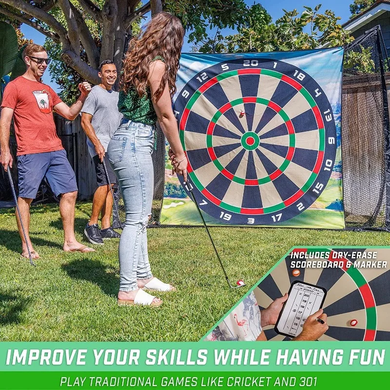 Premium Golf Balls Game Set with Dart Mat & Practice Tee Pad – Fun Family Outdoor Indoor Leisure Golf Toy for Kids Adults