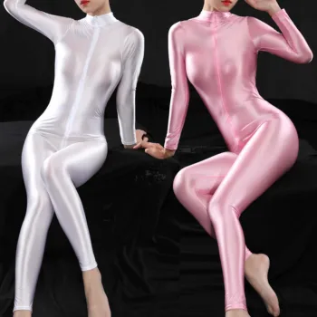 きらびやかなボディスーツ,光沢のあるジャンプスーツ,セクシーなオープンクロッチ,透明なボディ,女性用の滑らかなパンツ,伸縮性のあるタイトフィット