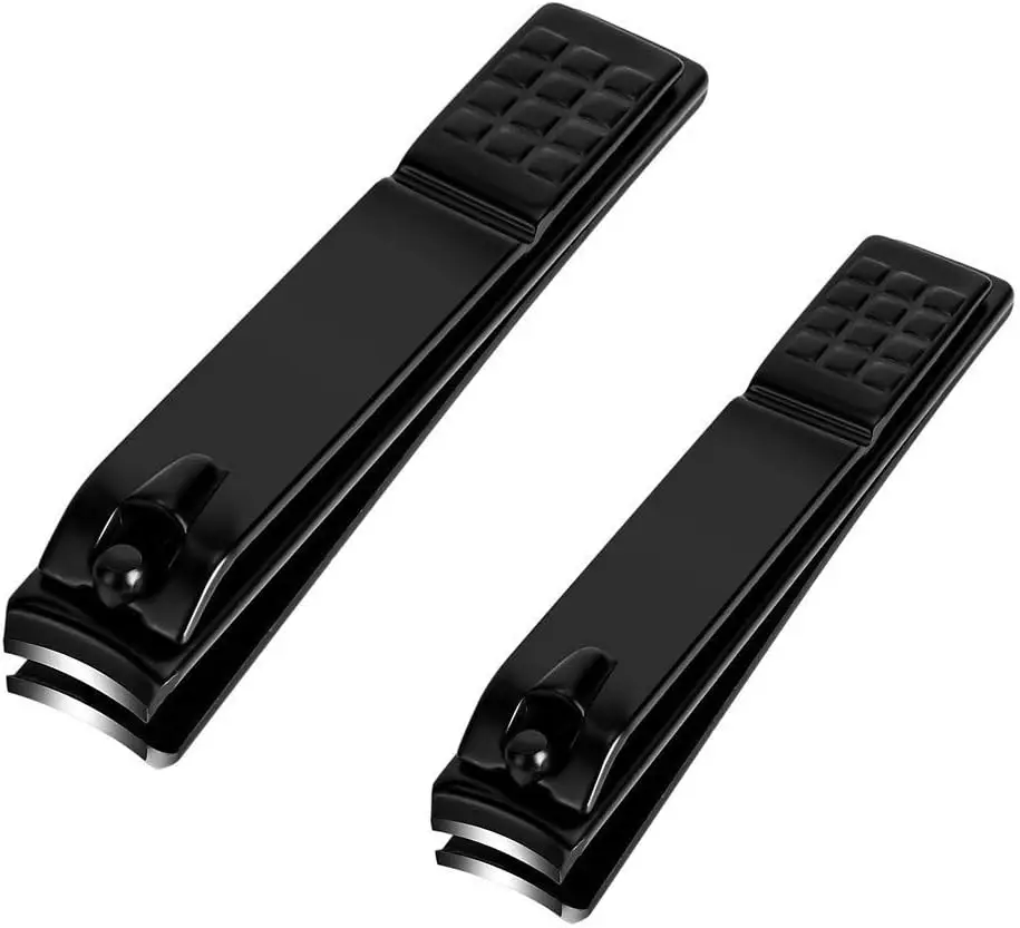 

Sharp Stainless Steel Nail Clippers Set, Large and Small 2 Piece Fingernail & Toenail Cutter in Black