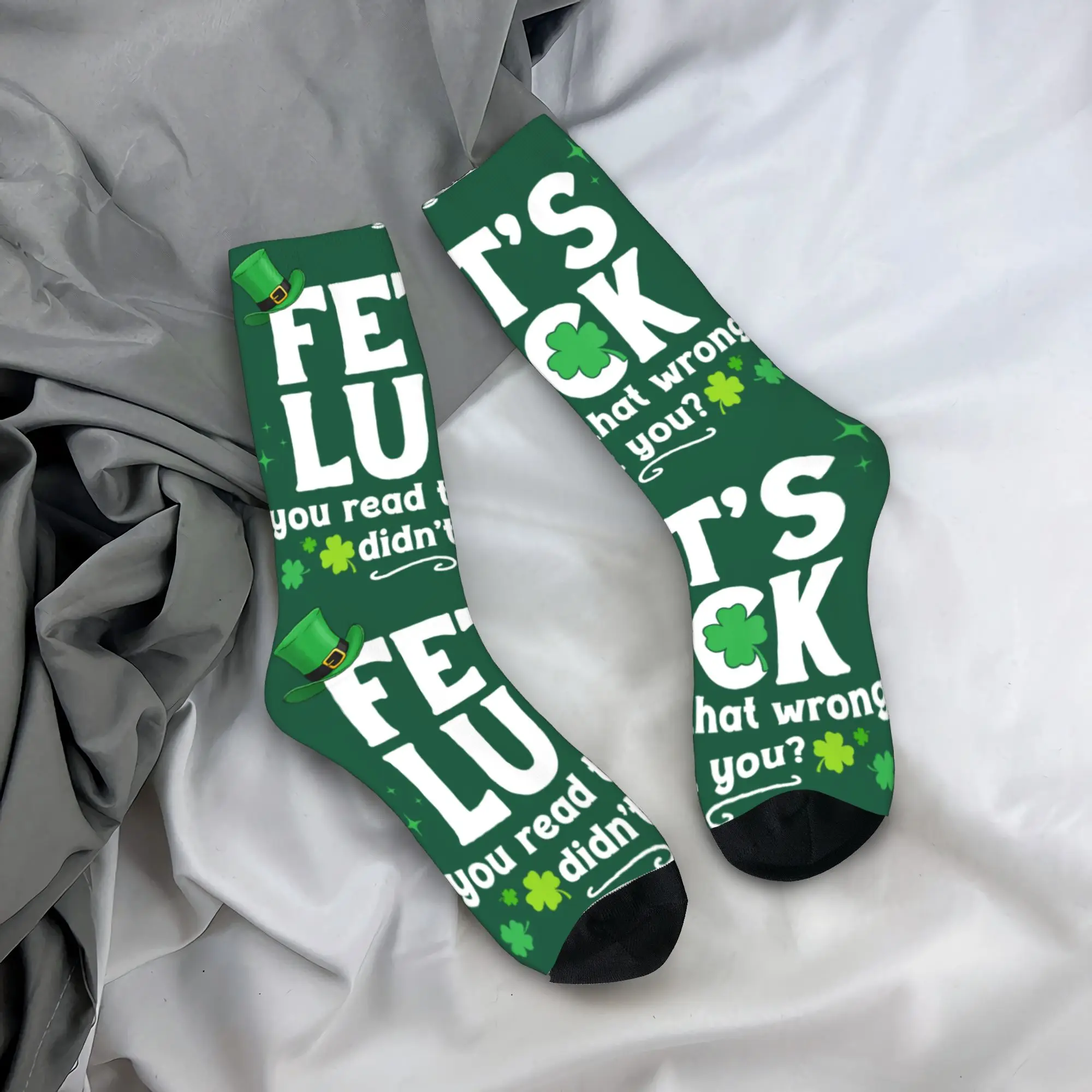 

st patricks day Fet's Luck You Read Socks Autumn Stockings Gothic Men's Warm Soft Socks Pattern Running Anti Bacterial Socks