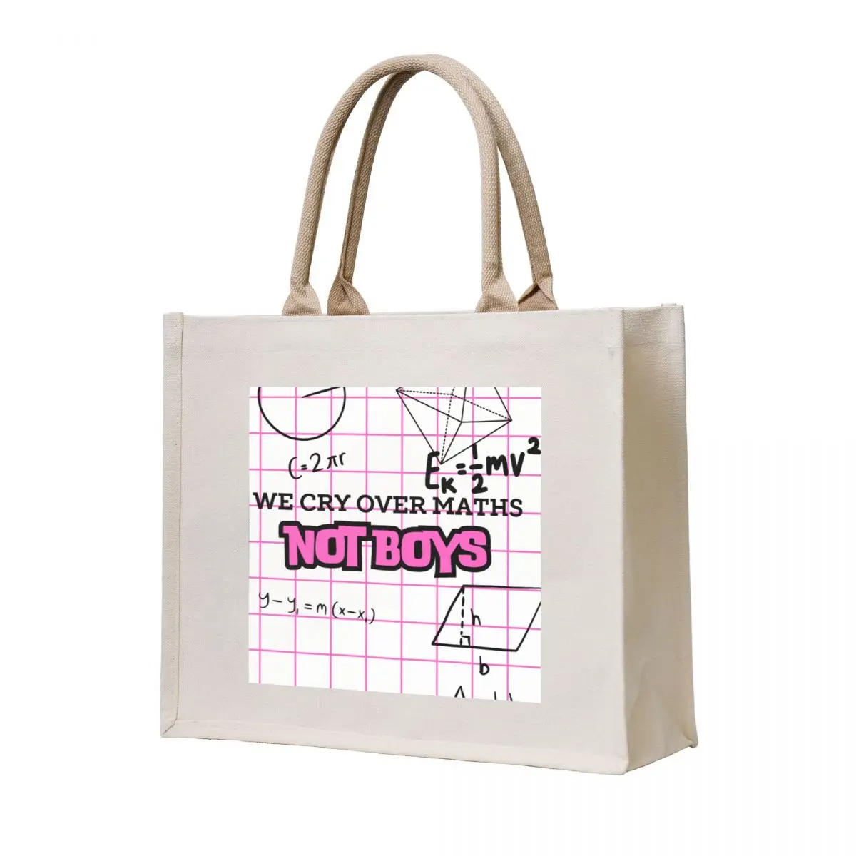 

We cry over Maths Not Boys Tote Bag university shopper bag tote bags aesthetic Big bag women tote men