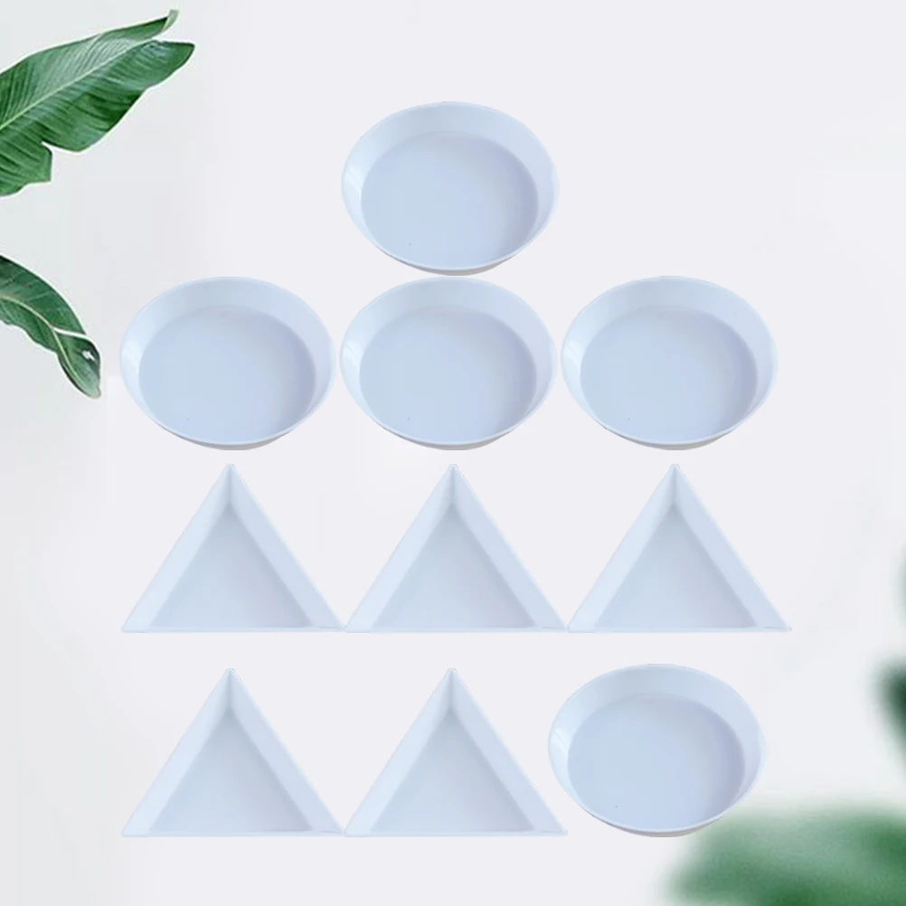 

10pcs Plastic Paint Trays Art Craft Watercolor Oil Artists Round Triangle Portable Lightweight Durable