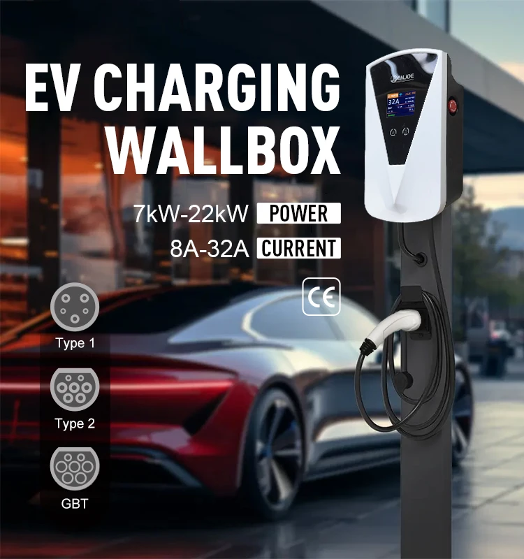 Enjoe Home Type 2 7kw 11kw 22KW Wallbox Wall-mounted Charging Pile 32A EVSE RFID APP Not Smart EV Charger