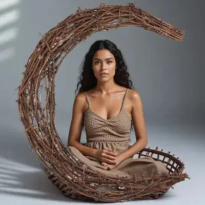 

Moon Shape Frame Natural Handicraft Ring Floral Garland Material Xmas Party Decor Diy Hoops Dream Catcher Circle Wreath Making
