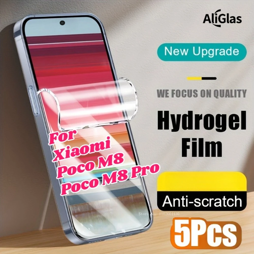 

5 Pack Hydrogel Film Screen Protector for Xiaomi Poco M8 Glossy Soft Film Self Healing Scratch-Resistant for Xiaomi Poco M8 Pro
