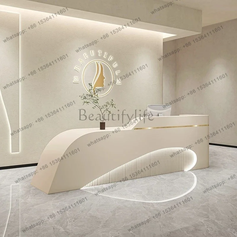 LSNordic High-end Beauty Salon Reception Desk Modern Art Dance Clothing Store Cashier Counter Medical Beauty Office Furniture FY
